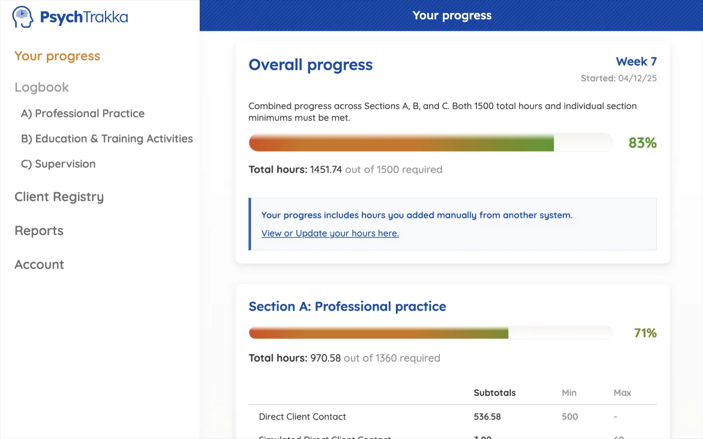 PsychTrakka app screenshot